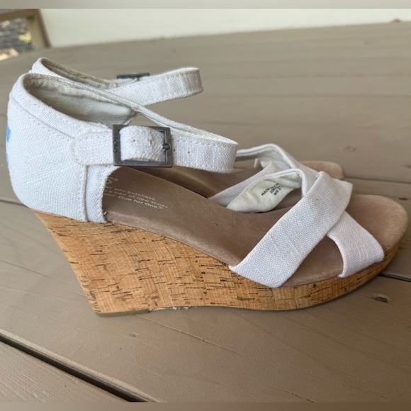 Toms Sienna Cork Wedge Sandals sz 8.5 - Picture 3 of 8